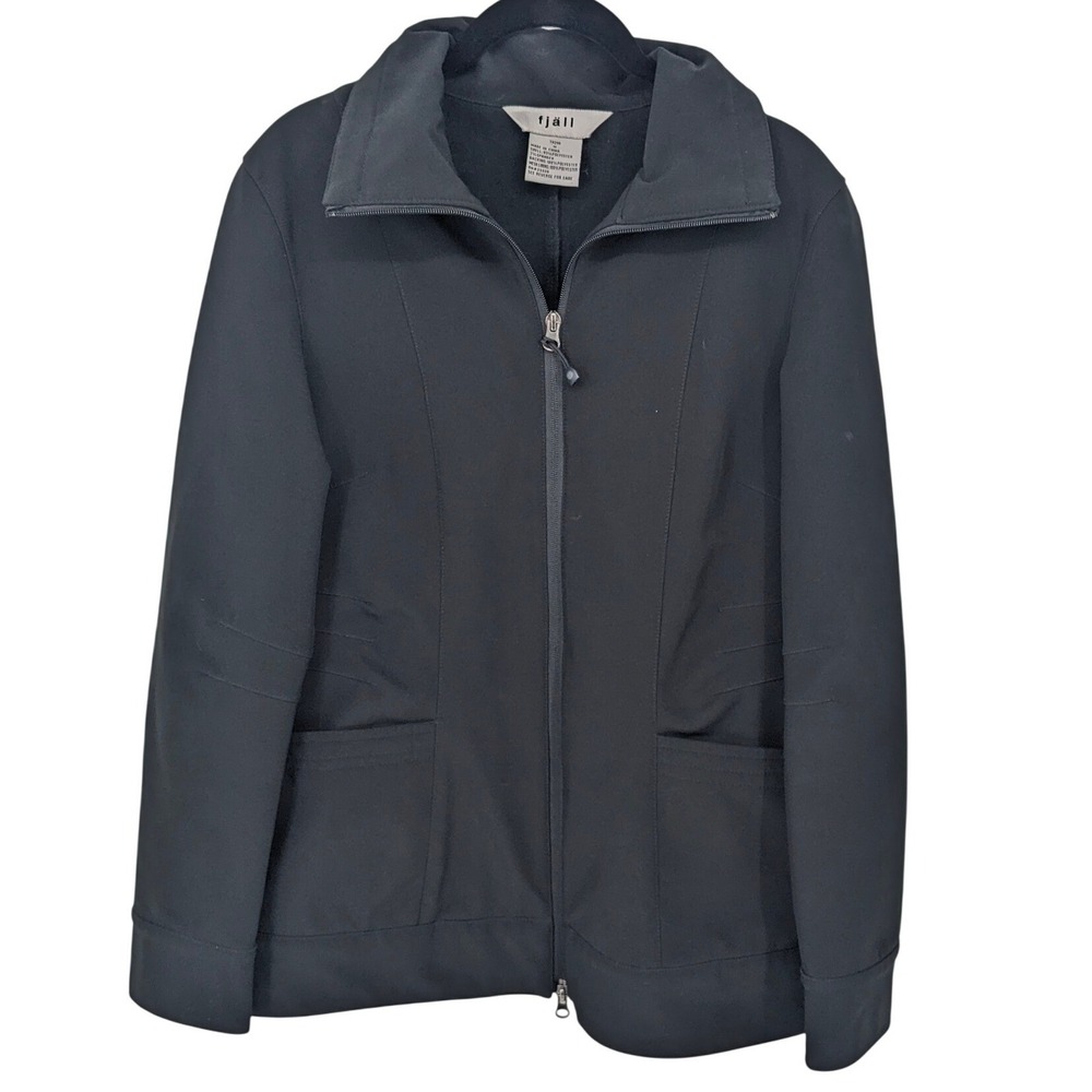Fjall Jacket Mens Medium Black Full Zip Coat Pockets Casual Basic Outdoors